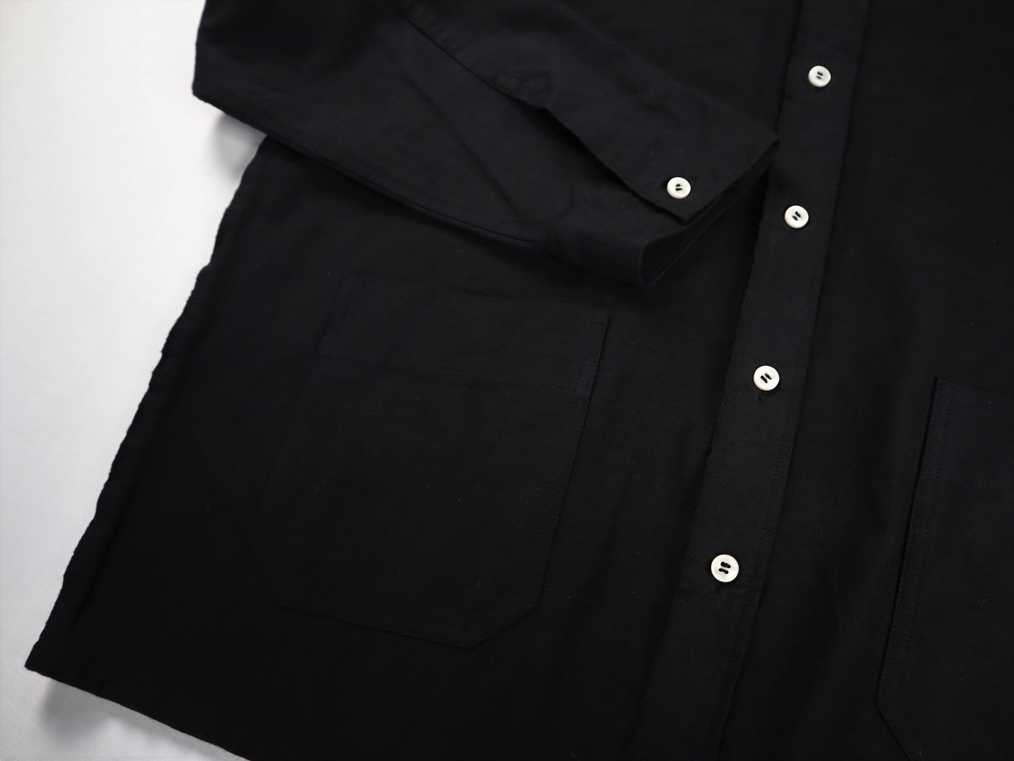 知多木綿 黒染め オープンカラーシャツジャケット カバーオール 名古屋黒紋付染