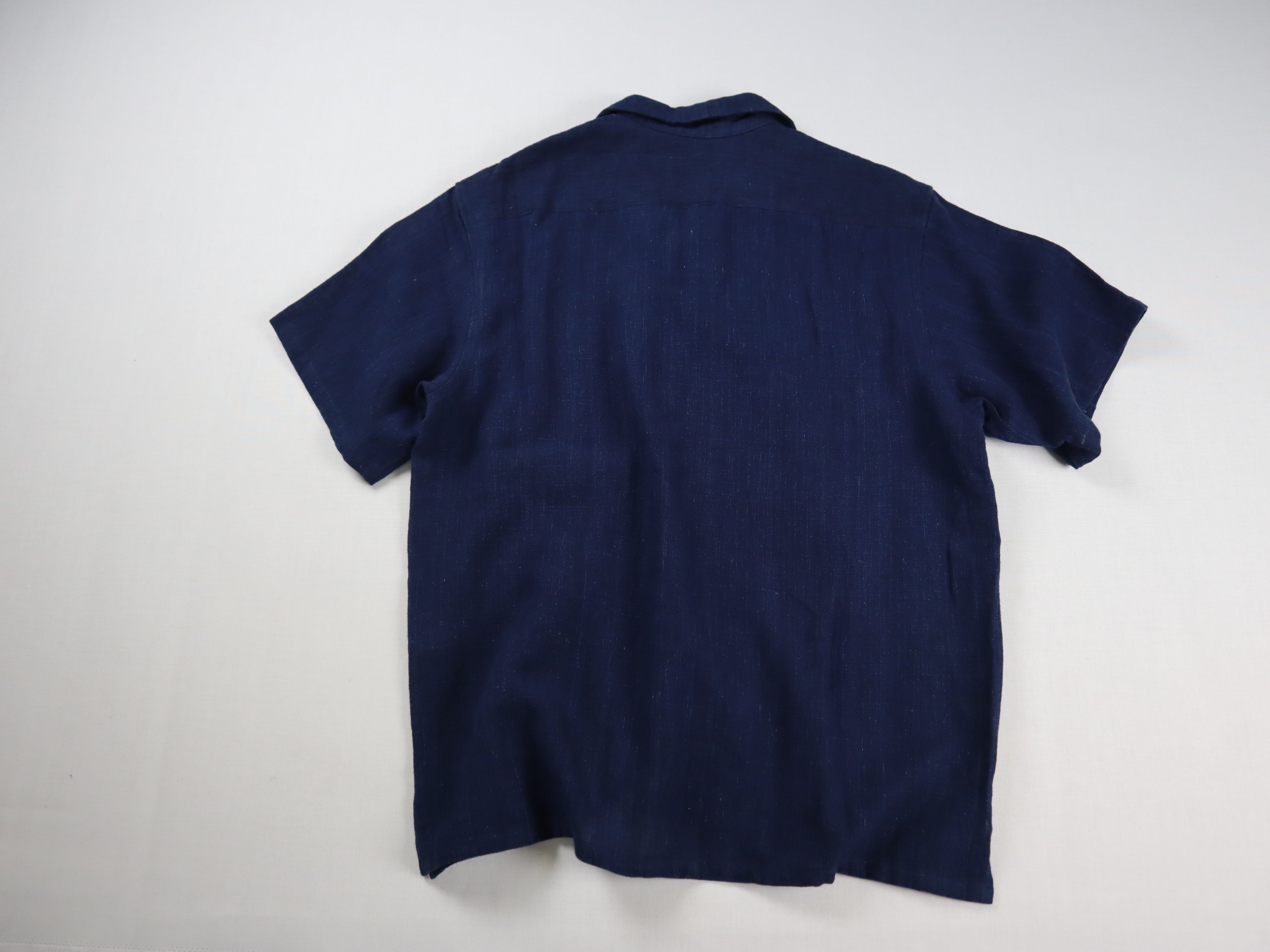備後節織 綿麻節織 半袖開襟シャツ 藍染 – OSOCU
